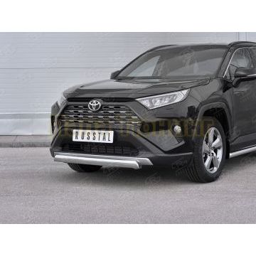 Защита переднего бампера d75х42 дуга РусСталь для Toyota RAV4 2019-