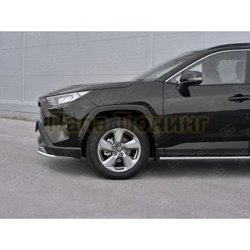 Защита переднего бампера d42 секции РусСталь для Toyota RAV4 2019-