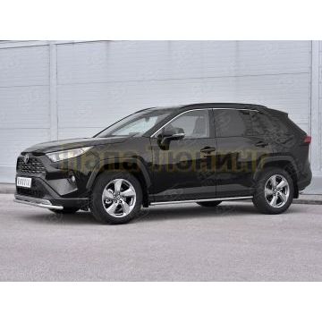 Защита переднего бампера d42 секции РусСталь для Toyota RAV4 2019-