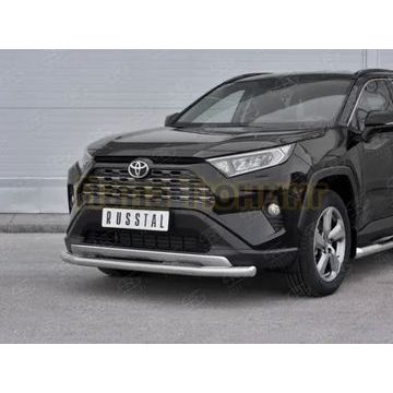 Защита переднего бампера d57 секции РусСталь для Toyota RAV4 2019-