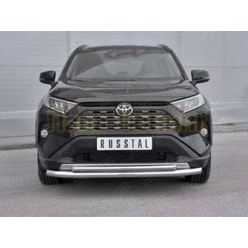 Защита переднего бампера d57 секции-d42 дуга РусСталь для Toyota RAV4 2019-