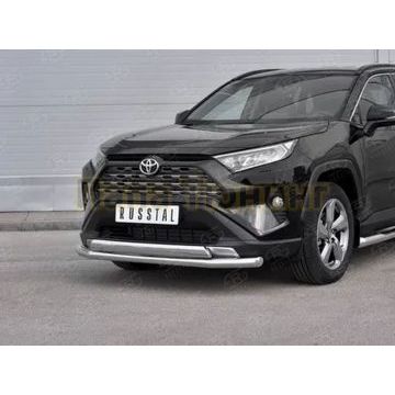 Защита переднего бампера d63 секции-d75х42 дуга РусСталь для Toyota RAV4 2019-