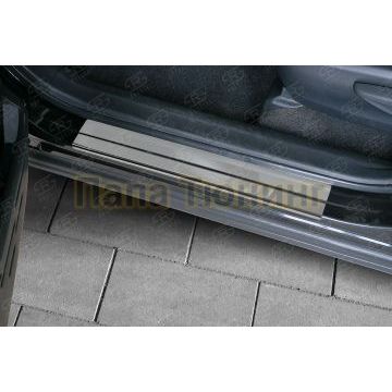 Накладки на пороги RUSSTAL (нерж., зеркало) РусСталь для Toyota RAV4 2015-2019