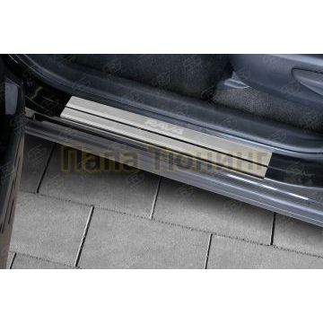 Накладки на пороги RUSSTAL (нерж., шлиф., надпись) РусСталь для Toyota RAV4 2015-2019