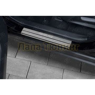 Накладки на пороги RUSSTAL (нерж., шлиф., надпись) РусСталь для Toyota RAV4 2019-