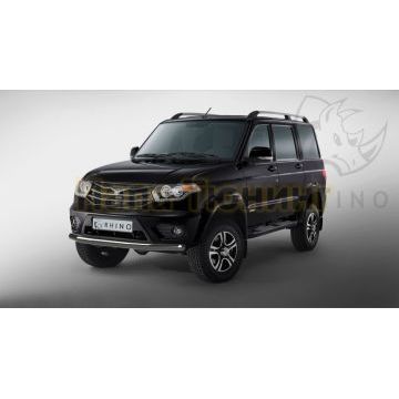 Защита переднего бампера d57 ч. сталь черн. (секции) РусСталь для UAZ Patriot 2014- Защита переднего бампера d57 ч. сталь черн. (секции) РусСталь для UAZ Patriot 2014-