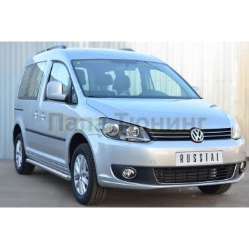 Пороги труба d57 (вариант 1) РусСталь для Volkswagen Caddy 2013- (короткая база)