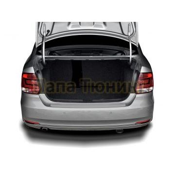 Накладка на задний бампер RUSSTAL (нерж., шлиф) РусСталь для Volkswagen Polo 2015-2020