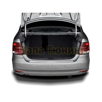 Накладка на задний бампер RUSSTAL (нерж., шлиф.,надпись) РусСталь для Volkswagen Polo 2015-2020