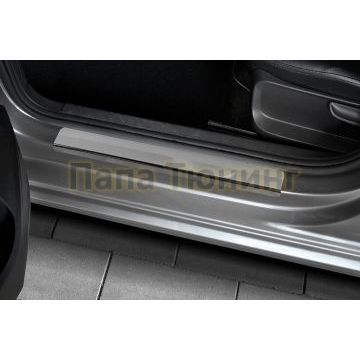 Накладки на пороги RUSSTAL (нерж., зеркало) РусСталь для Volkswagen Polo 2015-2020