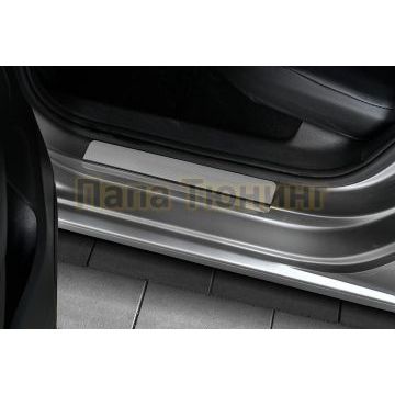 Накладки на пороги RUSSTAL (нерж., зеркало) РусСталь для Volkswagen Polo 2015-2020
