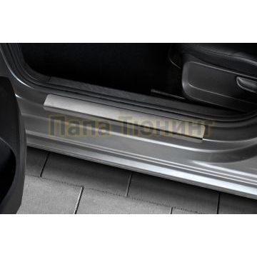 Накладки на пороги RUSSTAL (нерж., шлиф) РусСталь для Volkswagen Polo 2015-2020