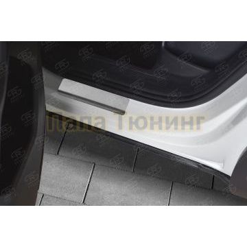 Накладки на пороги RUSSTAL (нерж., шлиф) РусСталь для Volkswagen Tiguan 2017-2020