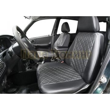 Чехол Экокожа Rival задняя спинка 40/60, рисунок Ромб для Chevrolet Niva 2002-2013