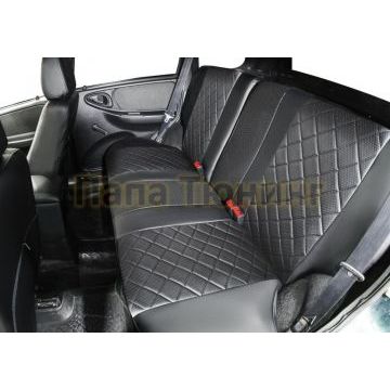 Чехол Экокожа Rival задняя спинка 40/60, рисунок Ромб для Chevrolet Niva 2002-2013
