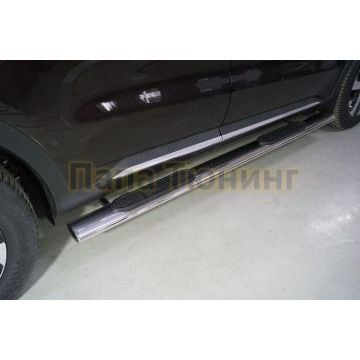 Пороги овальные с накладкой 120х60 мм ТСС для Kia Sorento 2020- Пороги овальные с накладкой 120х60 мм ТСС для Kia Sorento 2020-