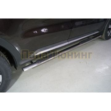 Пороги овальные с накладкой 75х42 мм ТСС для Kia Sorento 2020- Пороги овальные с накладкой 75х42 мм ТСС для Kia Sorento 2020-