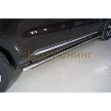 Пороги овальные с проступью 75х42 мм ТСС для Kia Sorento 2020- Пороги овальные с проступью 75х42 мм ТСС для Kia Sorento 2020-