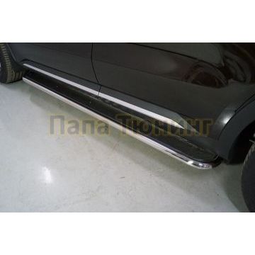 Пороги с площадкой (нерж. лист) 42,4 мм ТСС для Kia Sorento 2020- Пороги с площадкой (нерж. лист) 42,4 мм ТСС для Kia Sorento 2020-