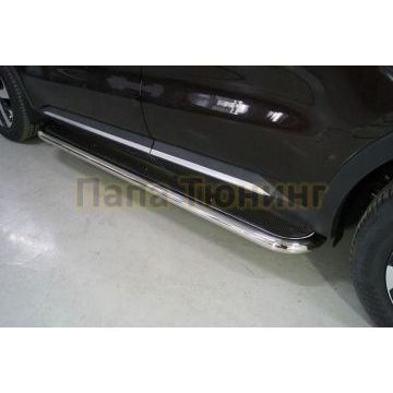 Пороги с площадкой (нерж. лист) 60,3 мм ТСС для Kia Sorento 2020- Пороги с площадкой (нерж. лист) 60,3 мм ТСС для Kia Sorento 2020-