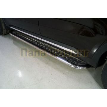 Пороги с площадкой 75х42 мм ТСС для Kia Sorento 2020- Пороги с площадкой 75х42 мм ТСС для Kia Sorento 2020-