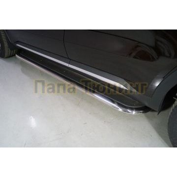 Пороги с площадкой (нерж. лист) 75х42 мм ТСС для Kia Sorento 2020- Пороги с площадкой (нерж. лист) 75х42 мм ТСС для Kia Sorento 2020-