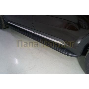 Пороги алюминиевые с пластиковой накладкой (карбон черные) 1820 мм ТСС для Kia Sorento 2020- Пороги алюминиевые с пластиковой накладкой (карбон черные) 1820 мм ТСС для Kia Sorento 2020-