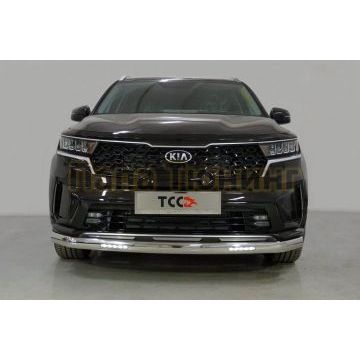 Защита передняя нижняя (овальная с ДХО) 75х42 мм ТСС для Kia Sorento 2020- Защита передняя нижняя (овальная с ДХО) 75х42 мм ТСС для Kia Sorento 2020-