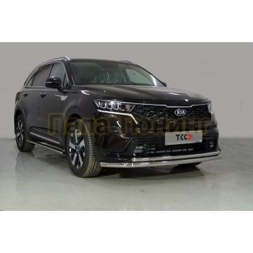 Защита передняя нижняя (двойная) 60,3/42,4 мм ТСС для Kia Sorento 2020- Защита передняя нижняя (двойная) 60,3/42,4 мм ТСС для Kia Sorento 2020-