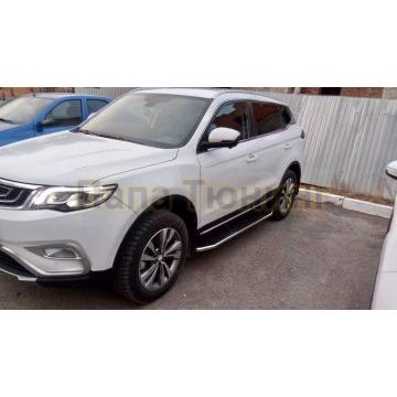 Пороги алюминиевые Rival Premium для Geely Atlas 2018-2024/Geely Atlas PRO 2021-2024
