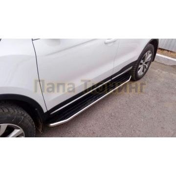 Пороги алюминиевые Rival Premium для Geely Atlas 2018-2024/Geely Atlas PRO 2021-2024