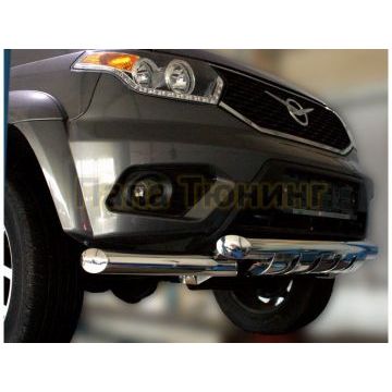 Передняя дуга с защитой (Shark) D 76,1/76,1 Alfeko для УАЗ Патриот 2014-