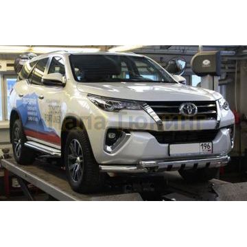 Передняя дуга с защитой (Shark) D 76,1/76,1 Alfeko для Toyota Fortuner 2017-
