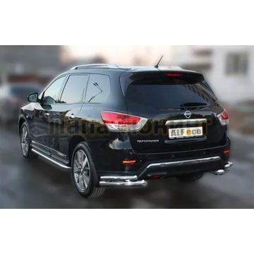 Защита задняя уголки двойные D 76,1/50,8 Alfeko для Nissan Pathfinder 2014-2016