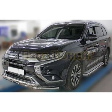 Пороги с площадкой D 60,3 Alfeko для Mitsubishi Outlander 2018-