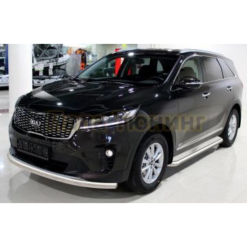Пороги с площадкой D 60,3 (КВИНТЕТ) (Кроме GT-Line) Alfeko для Kia Sorento Prime 2018-