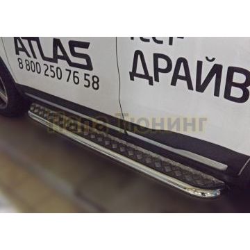 Пороги с площадкой D 60,3 (квинтет) Alfeko для Geely Atlas NL3 2017-