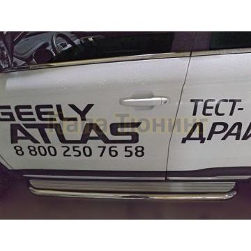 Пороги с площадкой D 60,3 Alfeko для Geely Atlas NL3 2017-