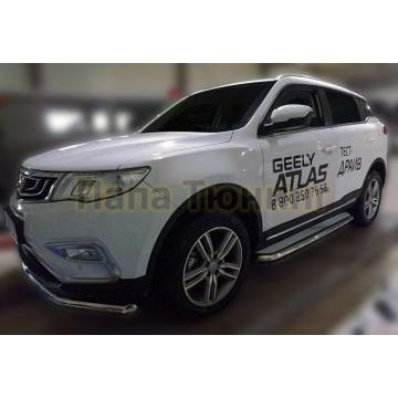 Пороги с площадкой D 60,3 Alfeko для Geely Atlas NL3 2017-
