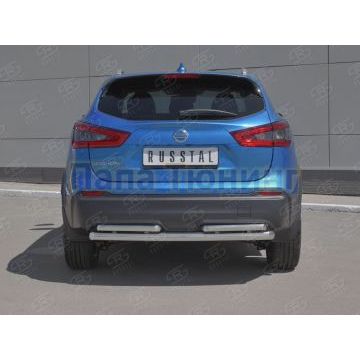 Защита заднего бампера двойная d60/42 РусСталь для Nissan Qashqai 2019-