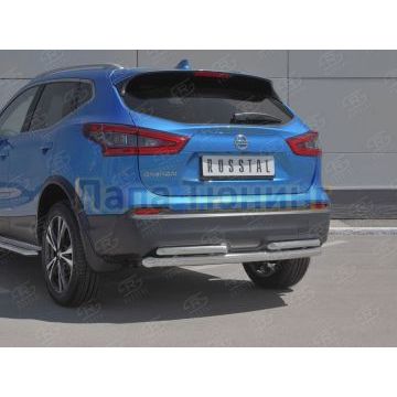 Защита заднего бампера двойная d60/42 РусСталь для Nissan Qashqai 2019-