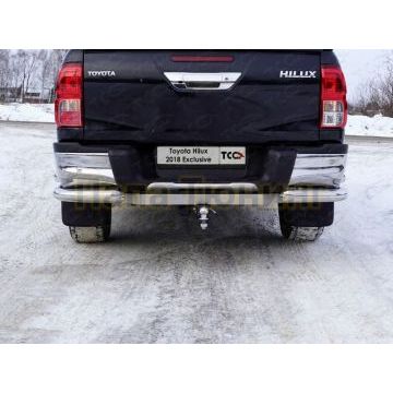 Защита задняя (уголки двойные) 76,1/60,3 мм ТСС для Toyota Hilux Black Onyx 2020-