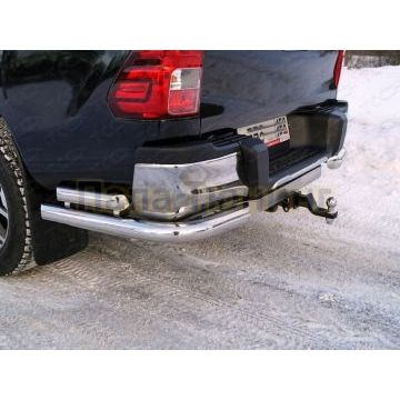 Защита задняя (уголки двойные) 76,1/60,3 мм ТСС для Toyota Hilux Black Onyx 2020-