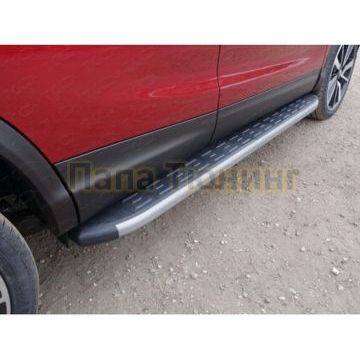 Пороги алюминиевые TCC (карбон серые) Nissan Qashqai 2019- Пороги алюминиевые TCC (карбон серые) Nissan Qashqai 2019-