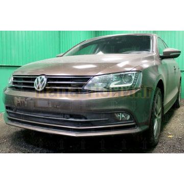 Защита радиатора Volkswagen Jetta VI 2015- (3 части) black