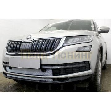 Защита радиатора Skoda Kodiaq 2016- chrome низ (2 части)
