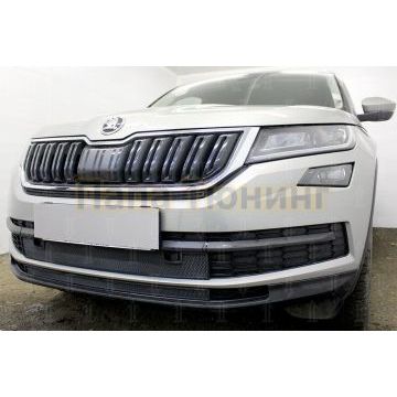 Защита радиатора Skoda Kodiaq 2016- black низ (2 части)