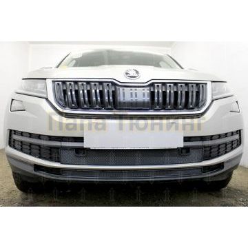 Защита радиатора Skoda Kodiaq 2016- black низ (2 части)