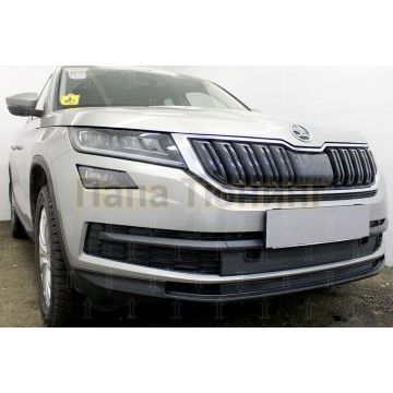 Защита радиатора Skoda Kodiaq 2016- black низ (2 части)