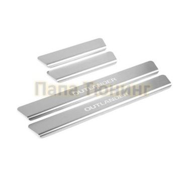 Накладки на пороги Rival для Mitsubishi Outlander II / II рест 2005-2009 / 2009-2013